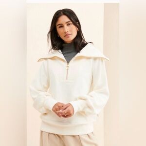 Varley Vine Cream Quarter-Zip Pullover Sweater XS EUC